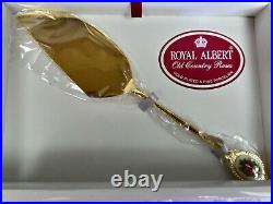 Old Country Roses Gold Plated, 6 Cake Forks + Slice / Server, Vgc, Royal Albert