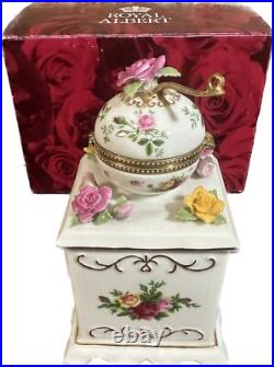 Old Country Roses Royal Albert Bone China Musical Coffee Grinder Down By Old Mil
