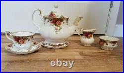 Old Country Roses Royal Albert England Tea Pot Trivet cream sugar tea cup saucer