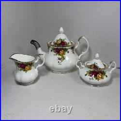 Old Country Roses Royal Albert Teapot Sugar & Creamer Set Bone China
