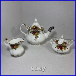 Old Country Roses Royal Albert Teapot Sugar & Creamer Set Bone China