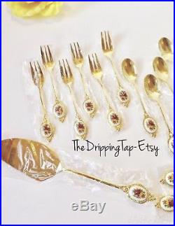 RARE! 15pcs Royal Albert Old Country Roses Set Demitasse Dessert Spoons Forks
