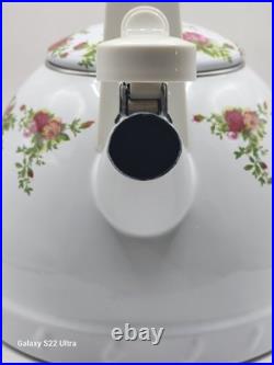 RARE 1962 Royal Albert OLD COUNTRY ROSES Metal Whistler Tea pot Kettle and Lid