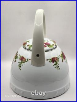 RARE 1962 Royal Albert OLD COUNTRY ROSES Metal Whistler Tea pot Kettle and Lid