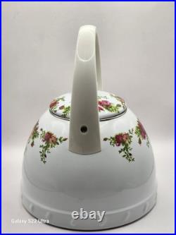 RARE 1962 Royal Albert OLD COUNTRY ROSES Metal Whistler Tea pot Kettle and Lid