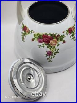 RARE 1962 Royal Albert OLD COUNTRY ROSES Metal Whistler Tea pot Kettle and Lid