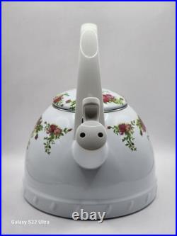 RARE 1962 Royal Albert OLD COUNTRY ROSES Metal Whistler Tea pot Kettle and Lid