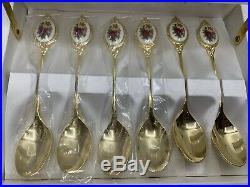 RARE NEW Royal Albert Old Country Roses Gold Spoon 6 Teaspoon Butter Knife Jam
