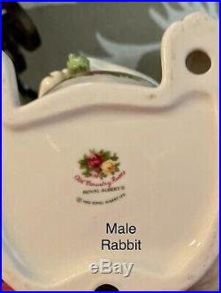 RARE! RARE! Set Royal Albert Old Country Roses Floppy Rabbits Set