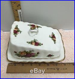 RARE ROYAL ALBERT OLD COUNTRY ROSES CHEESE WEDGE TRAY DISH PLATE With DOMED LID