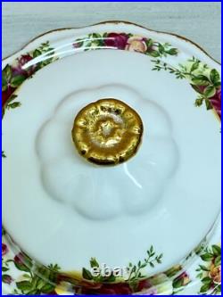 RARE ROYAL ALBERT OLD COUNTRY ROSES ENGLAND COVERED BUTTER DISH With TEA TRIVET RARE ROYAL ALBERT OLD COUNTRY ROSES ENGLAND COVERED BUTTER DISH With TEA TRIVET