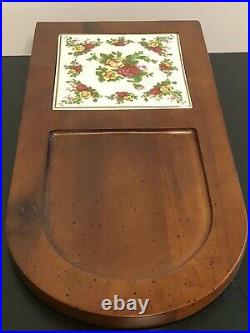 RARE Royal Albert Old Country Roses Cheese Serving Board Wood with Tile