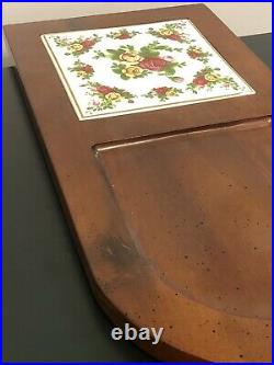 RARE Royal Albert Old Country Roses Cheese Serving Board Wood with Tile