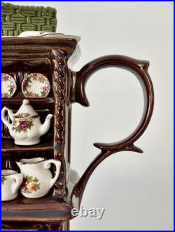 RARE Royal Albert Old Country Roses China Cabinet Welch Hutch Decorative Teapot