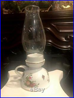 RARE! Royal Albert Old Country Roses HURRICANE LAMP CANDLE HOLDER Centerpiece