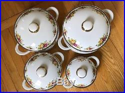 RARE Royal Albert Old Country Roses LIDDED POTS Cookware Pre-owned 8 Pieces