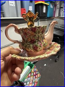 RARE Royal Albert Old Country Roses Small Chintz Cats Mini Teapot