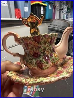 RARE Royal Albert Old Country Roses Small Chintz Cats Mini Teapot