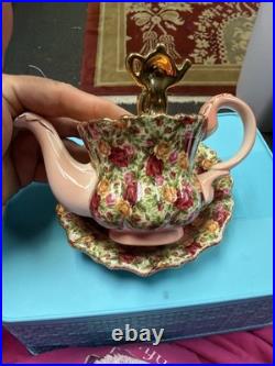 RARE Royal Albert Old Country Roses Small Chintz Cats Mini Teapot