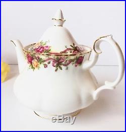 RARE Set Royal Albert Old Country Roses Ruby Celebration Teapot Plates Teacup
