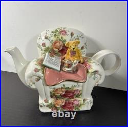RARE VTG Royal Albert Paul Cardew Old Country Roses Teapot 1962 Teddy Bear Chair RARE VTG Royal Albert Paul Cardew Old Country Roses Teapot 1962 Teddy Bear Chair