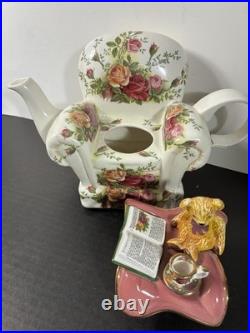 RARE VTG Royal Albert Paul Cardew Old Country Roses Teapot 1962 Teddy Bear Chair RARE VTG Royal Albert Paul Cardew Old Country Roses Teapot 1962 Teddy Bear Chair