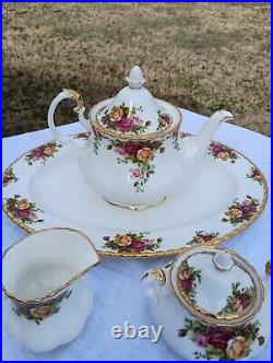 RARE Vintage 1962 Royal Albert Old Country Roses Tea Sugar Cream Cups & Saucers