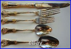 ROYAL ALBERT 12/5pc PLACE SETTINGS OLD COUNTRY ROSES 22k STAINLESS FLATWARE-&BOX