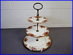 ROYAL ALBERT CHINA OLD COUNTRY ROSES 3 TIER CAKE PLATE from ENGLAND