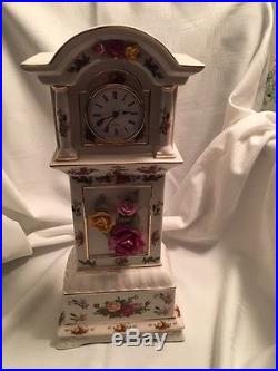 ROYAL ALBERT CLOCK nearly 16 tall OLD COUNTRY ROSES