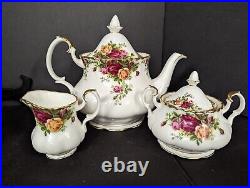 ROYAL ALBERT OLD COUNTRY ROSES 10 Pc TEA Set Teapot Sugar Bowl Creamer Mugs