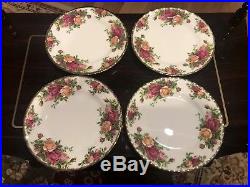 ROYAL ALBERT OLD COUNTRY ROSES 16pc. DINNER PLATES BOWLS SET