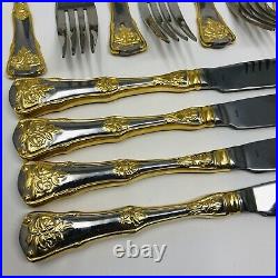 ROYAL ALBERT OLD COUNTRY ROSES 40 PC STAINLESS STEEL Flatware Silverware Gold