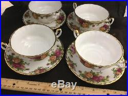 ROYAL ALBERT OLD COUNTRY ROSES 4 Cream Soup Cups And Saucers England
