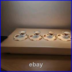 ROYAL ALBERT OLD COUNTRY ROSES 4 SNACK PLATE & CUP SETs HOSTESS Luncheon EXC