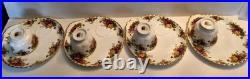 ROYAL ALBERT OLD COUNTRY ROSES 4 SNACK PLATE & CUP SETs HOSTESS Luncheon EXC