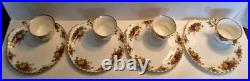 ROYAL ALBERT OLD COUNTRY ROSES 4 SNACK PLATE & CUP SETs HOSTESS Luncheon EXC