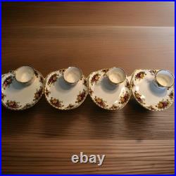 ROYAL ALBERT OLD COUNTRY ROSES 4 SNACK PLATE & CUP SETs HOSTESS Luncheon EXC