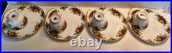 ROYAL ALBERT OLD COUNTRY ROSES 4 SNACK PLATE & CUP SETs HOSTESS Luncheon EXC