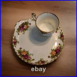ROYAL ALBERT OLD COUNTRY ROSES 4 SNACK PLATE & CUP SETs HOSTESS Luncheon EXC