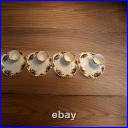 ROYAL ALBERT OLD COUNTRY ROSES 4 SNACK PLATE & CUP SETs HOSTESS Luncheon EXC