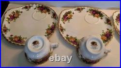 ROYAL ALBERT OLD COUNTRY ROSES 4 SNACK PLATE & CUP SETs HOSTESS Luncheon EXC