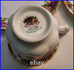 ROYAL ALBERT OLD COUNTRY ROSES 4 SNACK PLATE & CUP SETs HOSTESS Luncheon EXC