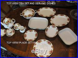 ROYAL ALBERT OLD COUNTRY ROSES, 5 PIECE x 12 SETS, TEA SET, SERVING DISHES, MORE