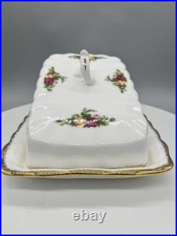 ROYAL ALBERT OLD COUNTRY ROSES Butter Dish. Made in England
