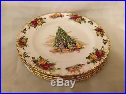 ROYAL ALBERT OLD COUNTRY ROSES CHRISTMAS MAGIC 4 Salad Plates England