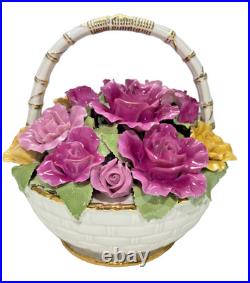 ROYAL ALBERT OLD COUNTRY ROSES Flower's Music Basket BOUQUET Fur Elise 8.5 H