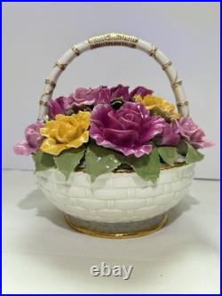 ROYAL ALBERT OLD COUNTRY ROSES Flower's Music Basket BOUQUET Fur Elise 8.5 H