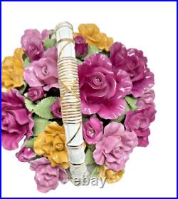 ROYAL ALBERT OLD COUNTRY ROSES Flower's Music Basket BOUQUET Fur Elise 8.5 H