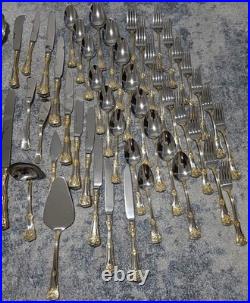 ROYAL ALBERT OLD COUNTRY ROSES GOLD 18/10 Stainless Flatware 53 Pieces5